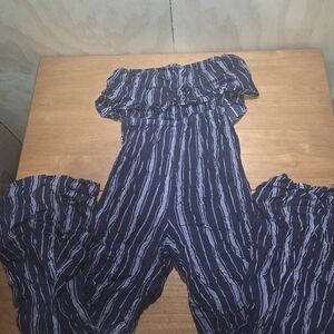 No Boundies Striped‎ Off-Shoulder Jumpsuit